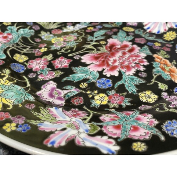Chinese Dinner Plate Millie Fleur Hand painted Porcelain Enamel Vintage - Picture 8 of 9